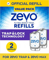 Zevo Indoor Insect Trap Refills – 2-Pack Cartridges for Zevo Plug-in Devices – Catch Gnats, Fruit Flies & House Flies – Odorless, Mess-Free