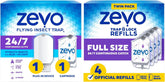 Zevo Flying Insect Trap + Refills Bundle - Flying Insect Trap & Cartridge (1 Device + 1 Cartridge) and Official Refill Cartridges (4 Count), Plug-in Bug Catchers for Gnats, House & Fruit Flies