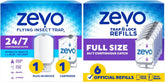 Zevo Flying Insect Trap + Refills Bundle - Flying Insect Trap & Cartridge (1 Device + 1 Cartridge) and Official Refill Cartridges (6 Count), Plug-in Bug Catchers for Gnats, House & Fruit Flies