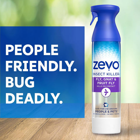 Zevo Flying Insect Killer Spray - Bug Spray for Home Use - Versatile Gnat, Mosquito, Fruit Fly Killer & More - with Rosemary & Cornmint Oil - for Indoor & Outdoor Use (3 Bottles)
