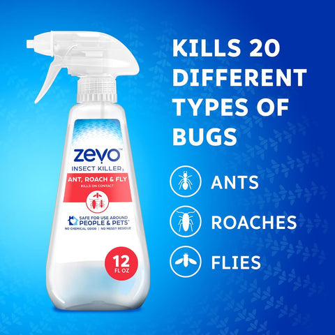 Zevo Multi Insect Killer Spray - Bug Spray for Home Use - Versatile Ant, Fly, Spider, Roach Killer & More - with Rosemary & Cornmint Oil - for Indoor & Outdoor Use (3 Bottles)