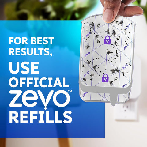 Zevo Flying Insect Trap & Cartridge - Plug in Fly Trap & Indoor Bug Catcher for Gnats, House & Fruit Flies - Mess-Free - Use in Any Room - Uses Blue & UV Light (1 Plug in Device & 1 Cartridge)