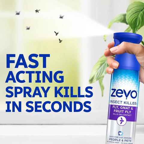 Zevo Flying Insect Killer Spray - Bug Spray for Home Use - Versatile Gnat, Mosquito, Fruit Fly Killer & More - with Rosemary & Cornmint Oil - for Indoor & Outdoor Use (3 Bottles)