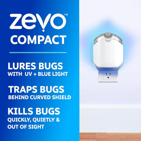 Zevo Compact Flying Insect Trap Official Refill Cartridges - Fits Zevo Compact & Plant Indoor Plug-in Trap, Authentic Trap + Lock Technology to Catch Gnats, House & Fruit Flies (8 Official Refills)