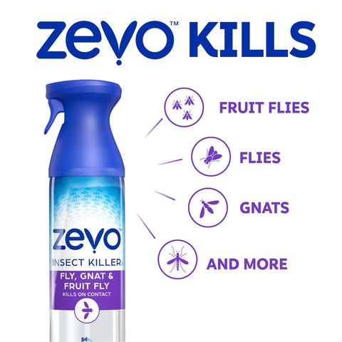 Zevo Flying Insect Killer Spray - Bug Spray for Home Use - Versatile Gnat, Mosquito, Fruit Fly Killer & More - with Rosemary & Cornmint Oil - for Indoor & Outdoor Use (3 Bottles)