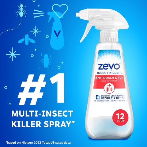 Zevo Multi Insect Killer Spray - Bug Spray for Home Use - Versatile Ant, Fly, Spider, Roach Killer & More - with Rosemary & Cornmint Oil - for Indoor & Outdoor Use (3 Bottles)