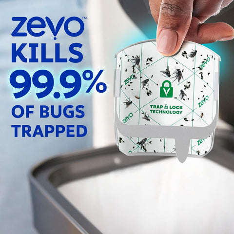 Zevo Compact Flying Insect Trap Official Refill Cartridges - Fits Zevo Compact & Plant Indoor Plug-in Trap, Authentic Trap + Lock Technology to Catch Gnats, House & Fruit Flies (8 Official Refills)